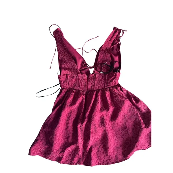 For Love & Lemons Janet Mini Dress Size S Maroon Red - Image 3