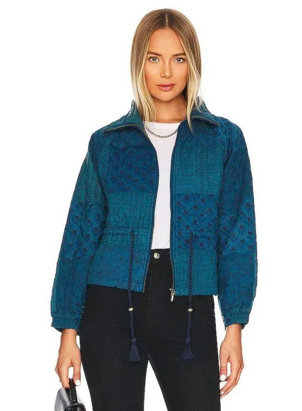 Cleobella Quilted Patchwork Lightweight Jacket Indigo Womens Size Small - Image 4