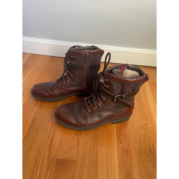 UGG Kesey Waterproof Leather Wool Combat Boot Winter Shearling 8.5 Brown 1005264 - Image 5