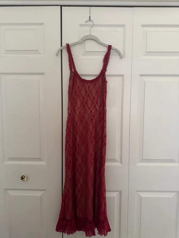 Tiger Mist Red lace ruffle midi Deja Dress NWT - Image 9