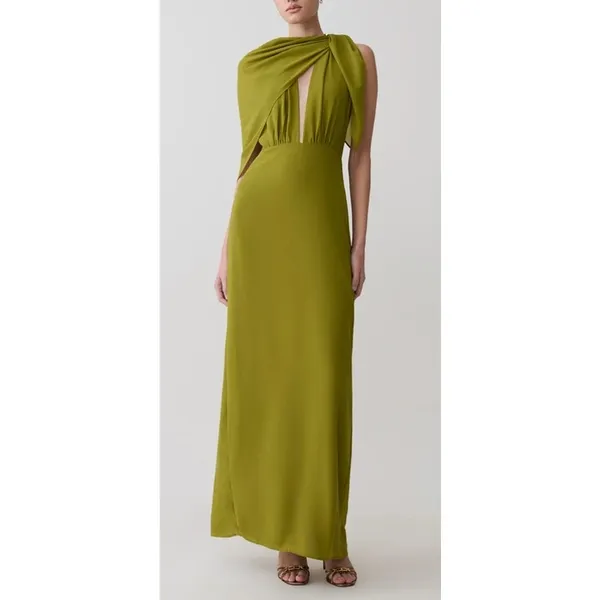 Meshki Maxi Dress Halter Gianna Size S Olive Green - Image 10