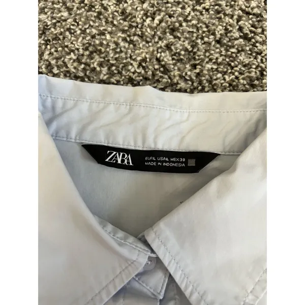 Zara blue button-up poplin long sleeve shirt L - Image 2