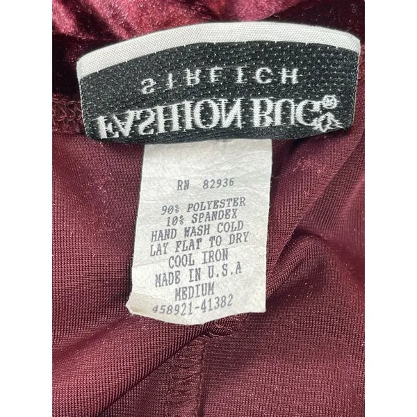 VTG Y2K 90s Fashion Bug Crushed Velvet Gothic 2-Piece Set Skirt Set M Burgundy - Image 10