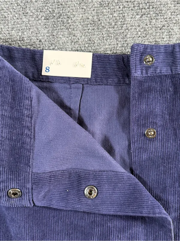 Old Navy Corduroy Snap Button Front Skirt Size 8 Navy Blue Academia Clueless NWT - Image 4