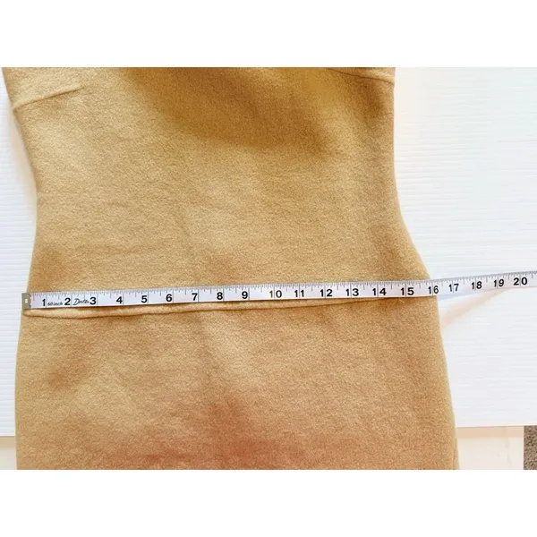 Kenar Neutral Tan Wool Blend Dress‎ Minimalist Crêpe/Tan Sleeveless Midi Career - Image 8
