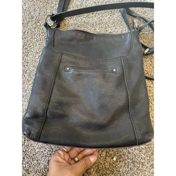 B Makowsky leather handbag‎ crossbody Shoulder Silver Hardware Leopard Interior - Image 6