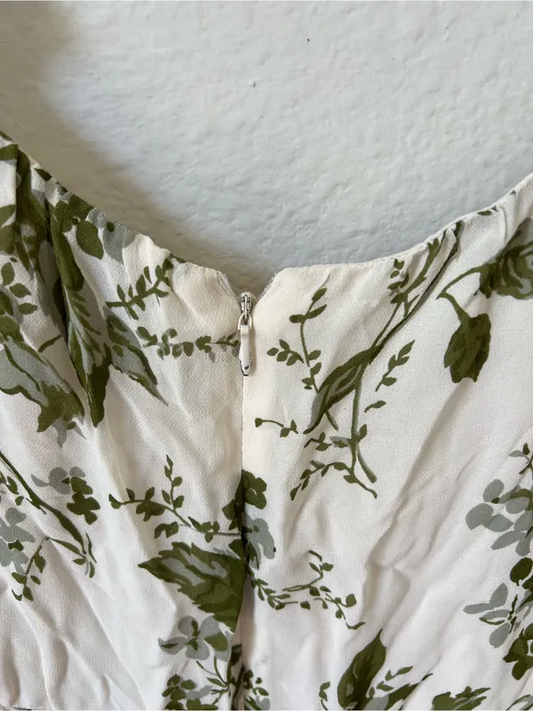 Reformation Butterfly Off-The-Shoulder Midi Dress in Green Floral - Image 6