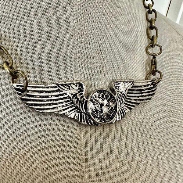 Gypsy Soule Winged Eagle Statement Necklace – WWII Silver - Image 2