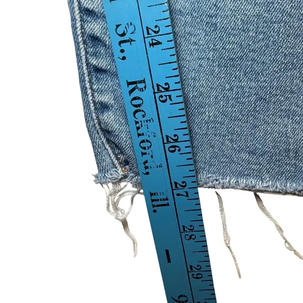 Levis Ribcage Straight Ankle Jeans Womens 32 Medium Wash Distressed Button‎ Fly - Image 6