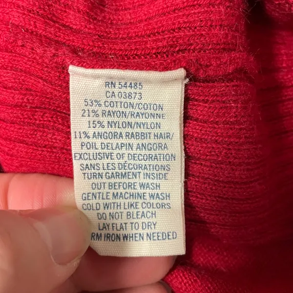 AMERICAN EAGLE Angora Blend Red Hooded sweater Y2K 90s drawstring medium - Image 6