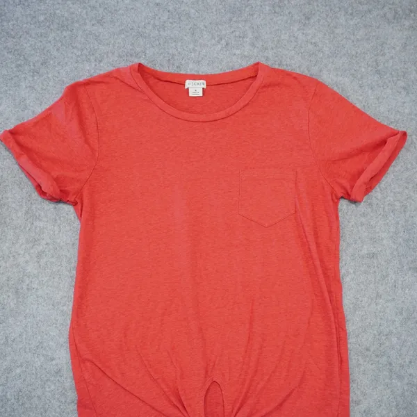 J. Crew Women's Size Small Coral Cotton Tee Shirt Tie Knot Front Casual Soft - Image 2