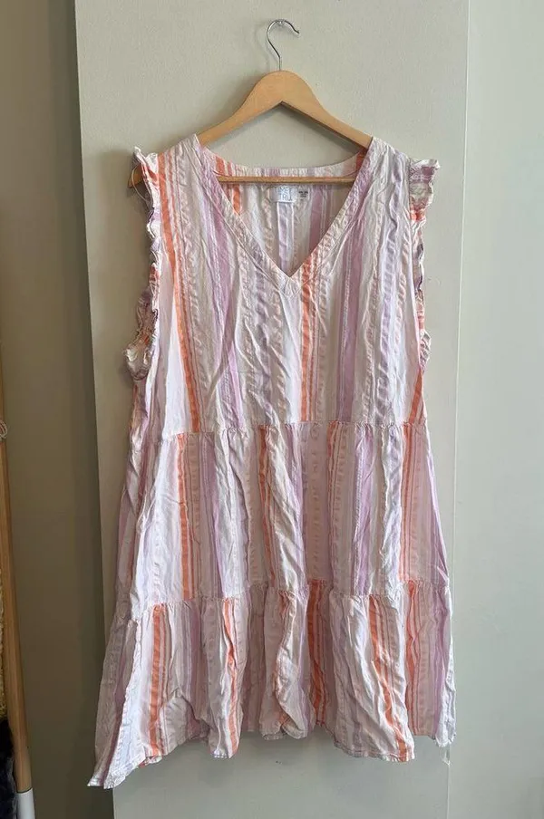 Time and Tru Women's Striped Flutter Sleeve Dress Size XXL - Image 2