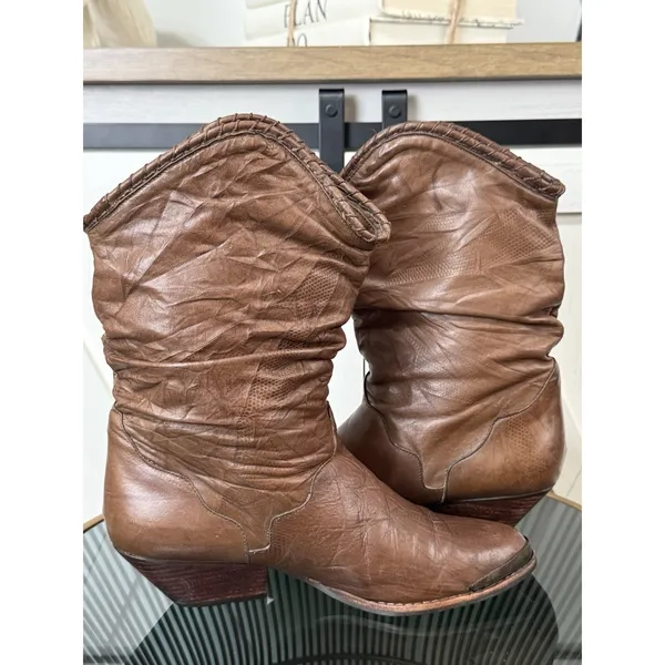 Vintage Mobility Sport Women’s Brown Leather Slouch Western Boots Metal Toe 7B - Image 5