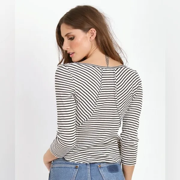 We‎ The Free Striped Cropped Thermal Top Size Large - Image 2