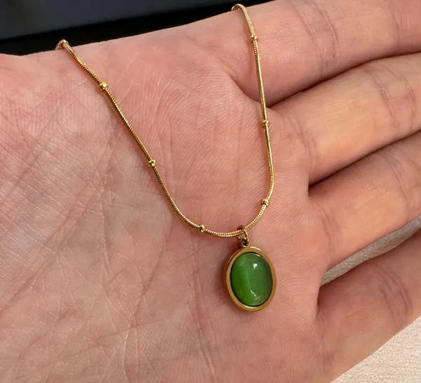 Green Crystal Pendant Necklace for Women - Image 5