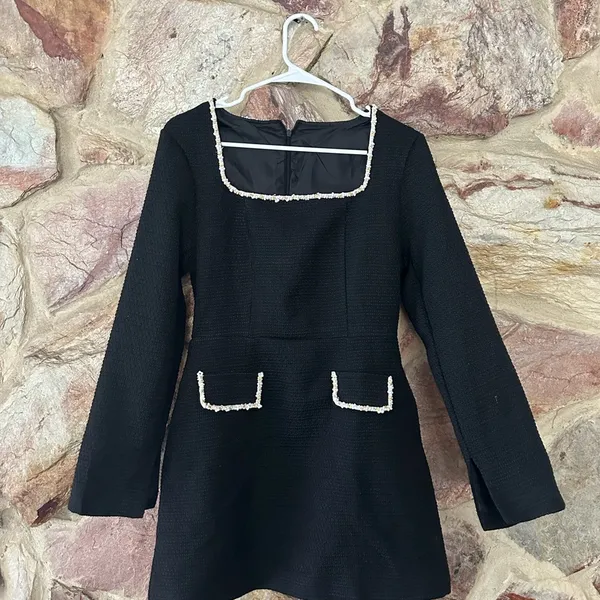 Commense Square Neck Pearl Beaded Dress size L - Image 3