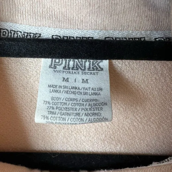 Pink by Victoria Secret Peach 1/4 Zip Fleece Pullover Sweater Women’s Size M‎ - Image 5