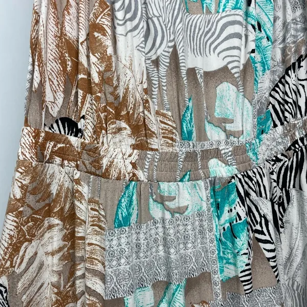 Two by Vince Camuto Tribal Beat Safari Zebra High Low‎ Faux Wrap Midi Dress - Image 5