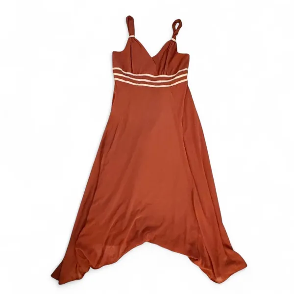 Rust‎ Orange indie Handkerchief Hem Midi Dress - Image 3