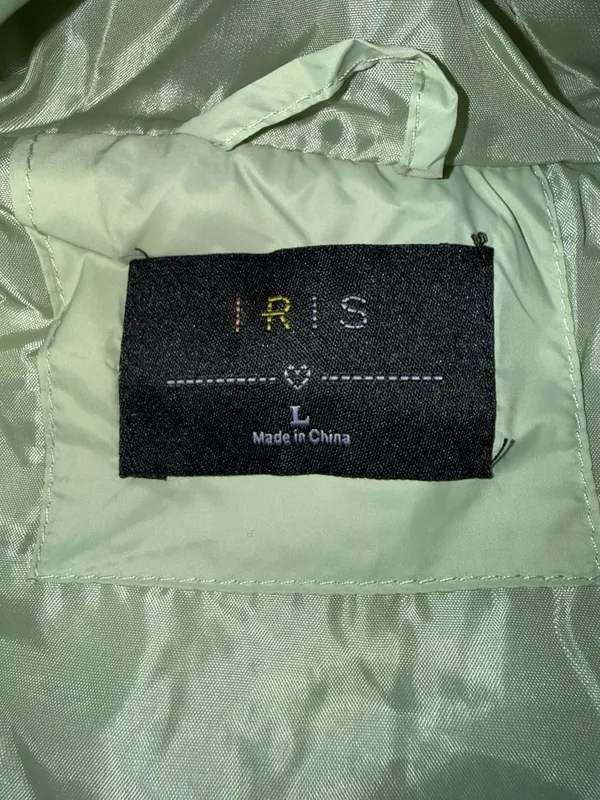 IRIS Women's Sage Green Hooded Puffer Jacket Size L - Image 2