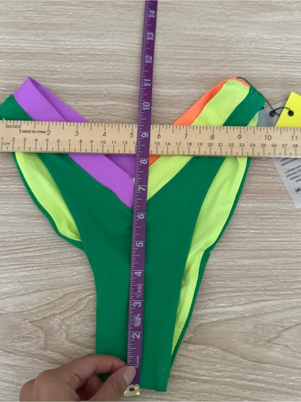 OneOne Small NEW Jesse Bikini Bottom Neon Green Purple Swim Beach Cheeky - Image 5
