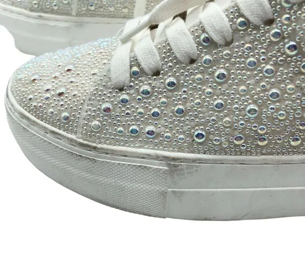 Betsey Johnson Sidny Pearl Sneakers Lace Up White 6.5 - Image 7