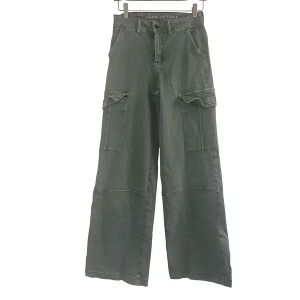 ✨AE Dreamy Drape Stretch Cargo Super High-Waisted Baggy Wide-Leg Sz 0 Pants✨ - Image 6