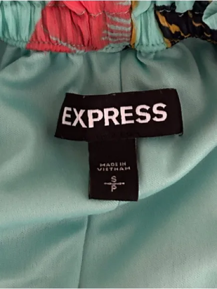 Express Size S Off-Shoulder Aqua Tropical Floral Maxi Dress - Image 5