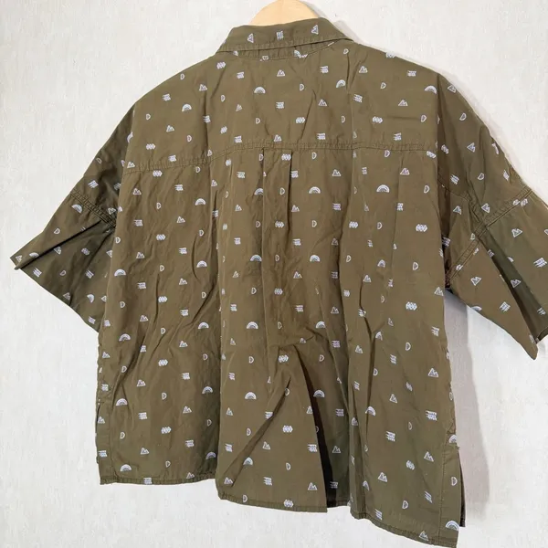 REI Co-op Women’s Trailsmith Button Down Shirt Shortsleeve Printed in Green L - Image 5