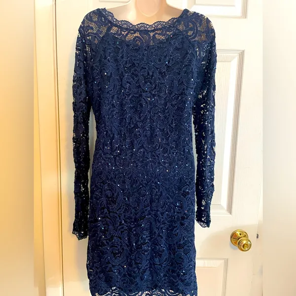 My Michelle Navy‎ Sequin Cocktail Dress Size Extra Large - Image 3