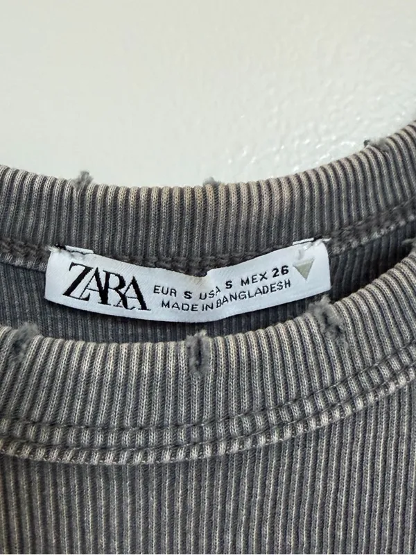 Zara Charcoal Ribbed Tank Top - Sleeveless Crew Neck - Image 3