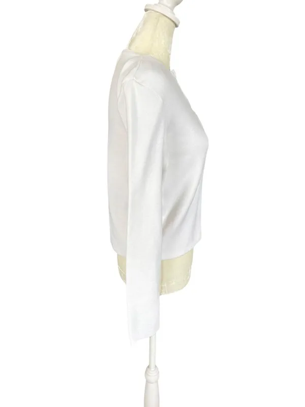 J. Crew women's white long sleeve zip up crewneck stretchy sweater size small - Image 3