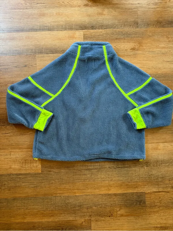 LOVLOV Blue Sherpa Half-Zip Pullover with Neon Yellow Accents - Image 2