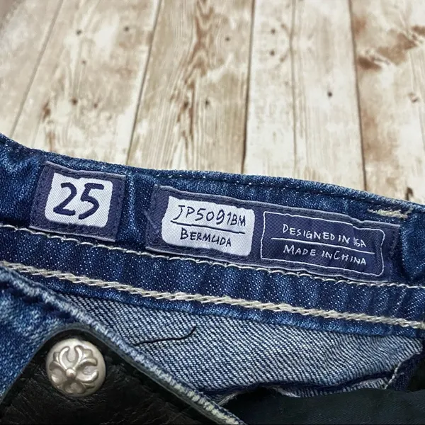 Miss Me JP5091BM Bermuda Peace Out Studded Low Rise Denim Jean Shorts 25 - Image 10
