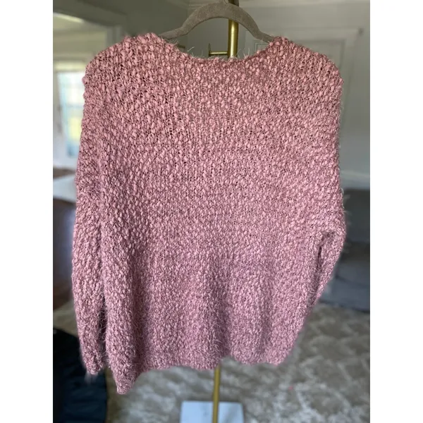 Altar’d State Bouclé V-Neck Sweater Pullover Buttery Soft‎ Knit Cozy Mauve Boho - Image 5
