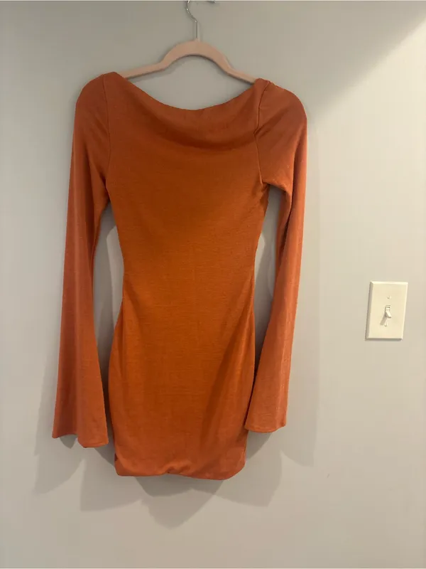 Oh Polly Rust Twist-Front Long Sleeve Tunic - Image 2
