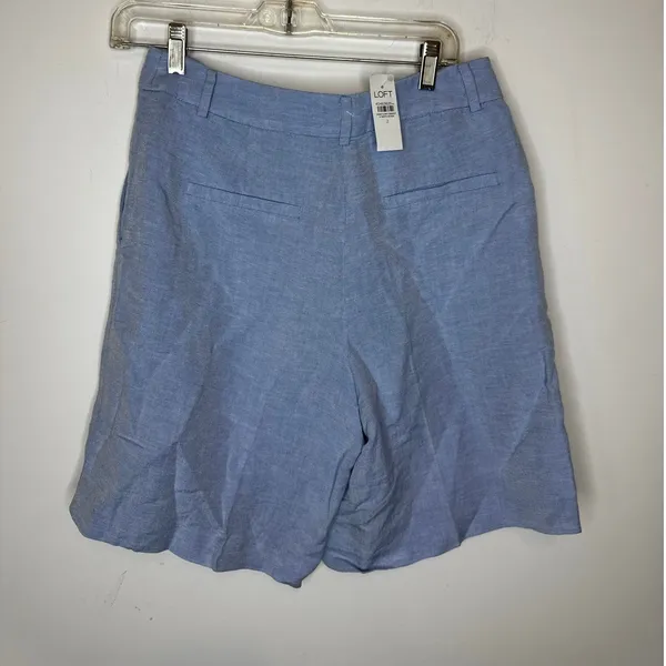 Ann Taylor Womens Light Blue Linen Pleated Shorts Size 2 New - Image 6