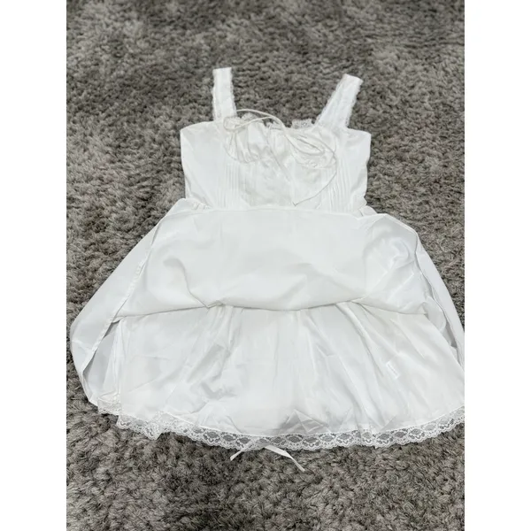 Dress White Lace Corset Fit Flare Mini Milkmaid Babydoll Cottagecore Women L - Image 8