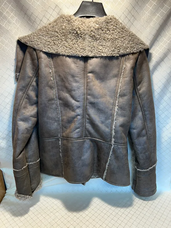 & Other Stories Tribal Coat Jacket Women's Size 6 Brown Faux Leather - Image 6
