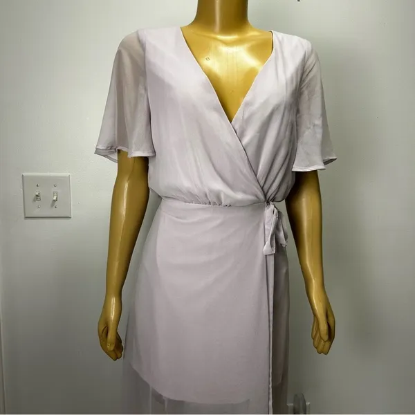 Show Me‎ Your Mumu Sophia Wrap Dress Lilac Lavender Flutter Sleeve Maxi Large - Image 5