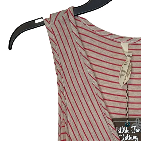 Matilda Jane Women's Top Take The Wheel Tee Striped V-Neck Flowy Tank Small‎ NWT - Image 3