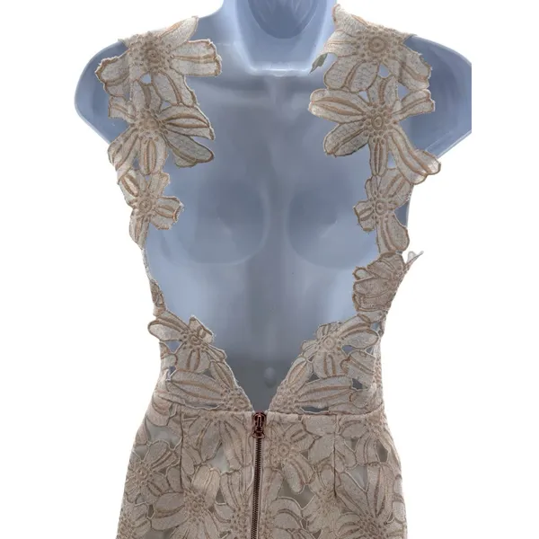 Saylor Jessa Ivory Lace Mini Dress XS Backless Halter‎ Floral Cutout Boho Party - Image 6