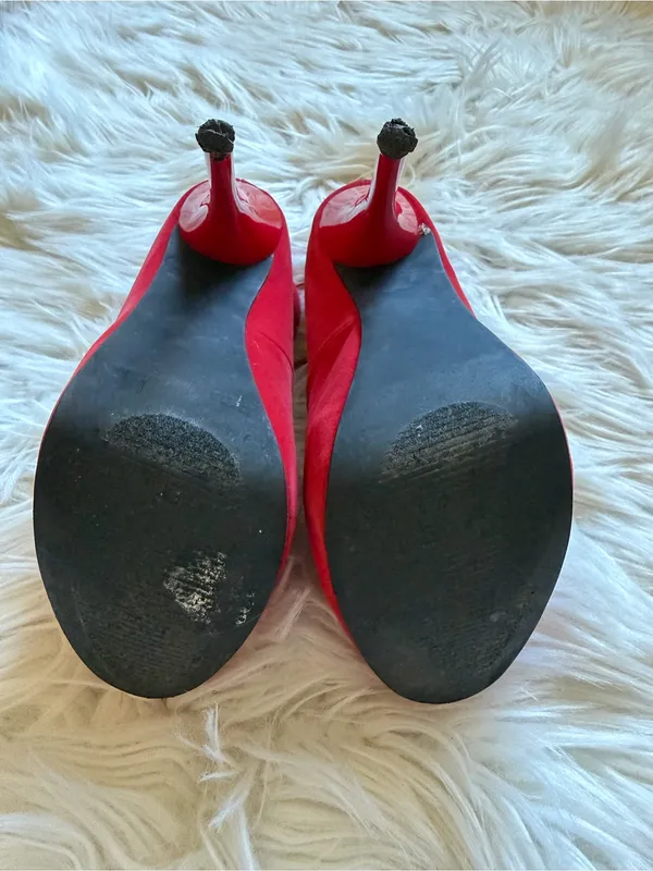 Shoe Dazzle Arya peeptoe pumps Red Size 6 - Image 7