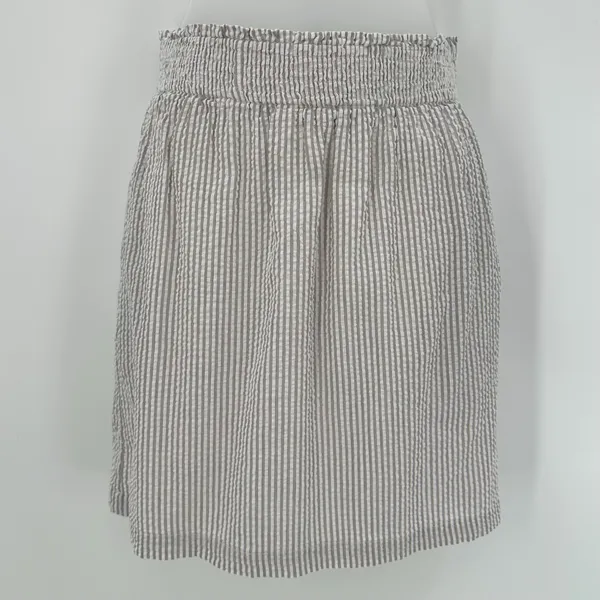 TULIP B Skirt Womens M Gray White Stripe Seersucker Mini Pockets Lined Cotton - Image 2