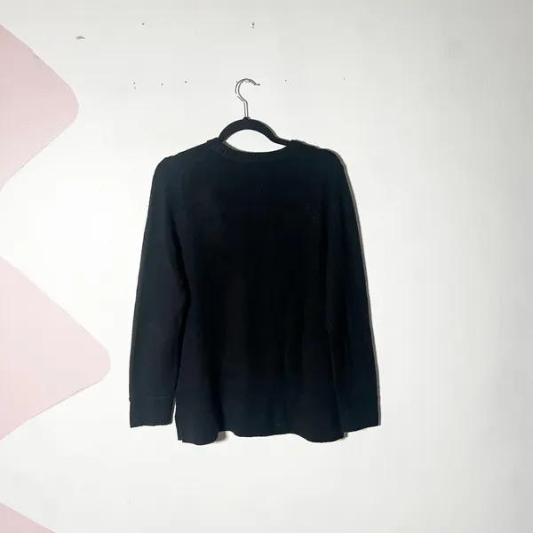 J.Crew Sweater Women's Medium Black Wool Blend Oversized Cozy - Image 2