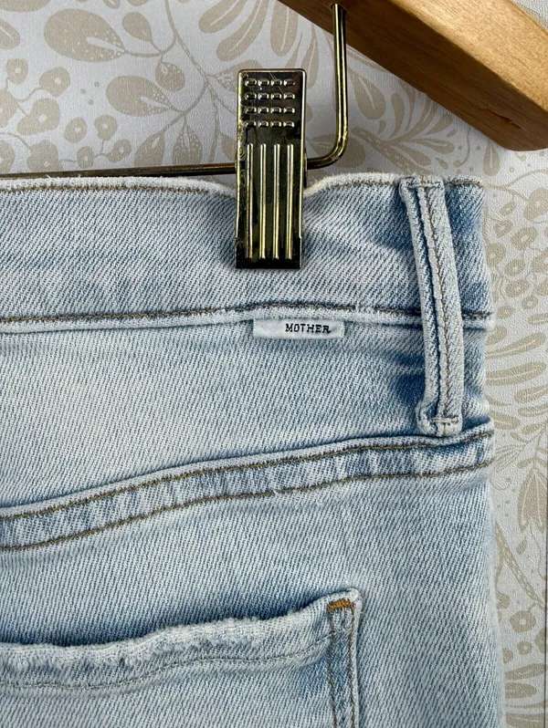 MOTHER The Stunner Zip Ankle Step Fray Distressed Light Wash Jeans - Size - 24 - Image 9