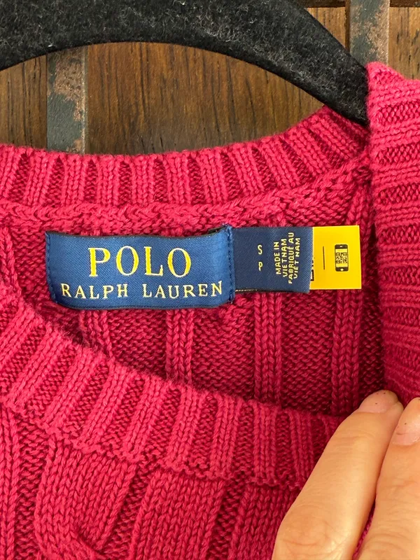 Ralph Lauren Women's Pinkish Red Crewneck Cable Knit Sweater Size S - Image 2
