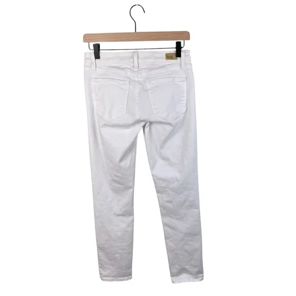 Paige Denim Kylie Cropped Skinny Jeans in Optic White Cotton Women's Size 27 - Image 3