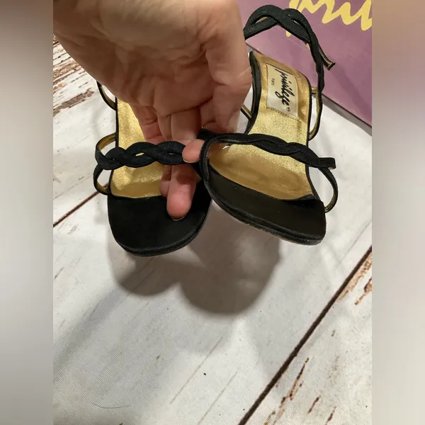 VINTAGE PRIVILEGE BLACK STRAPPY‎ SANDALS Size 6.5 - Image 6