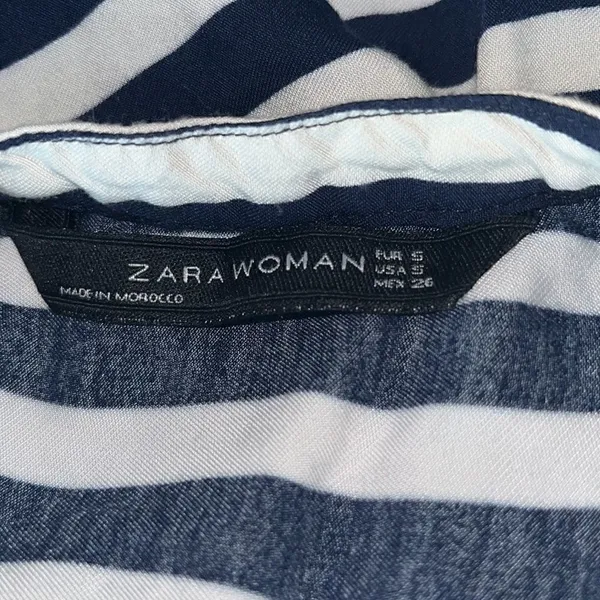 Zara Woman - Navy White Striped Blouse - S - Image 5